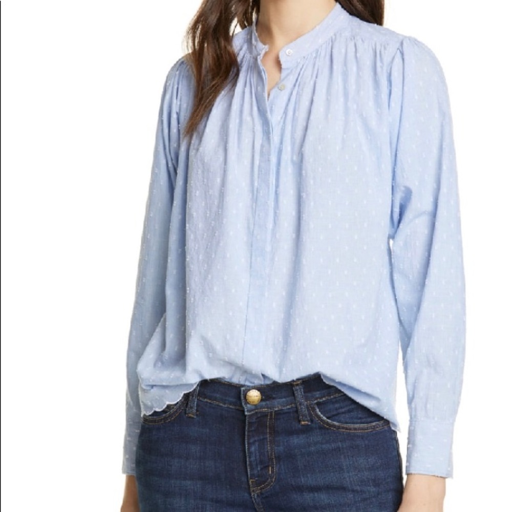 Joie Abidan Clip Dot Blouse Cornflower Blue size Small